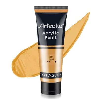 Afbeelding van Artecho professionele acrylverf, goud (120 ml / 4 oz) buizen, kunst ambachtelijke verf voor canvas schilderen, rots, steen, hout, stof, kunstbenodigdheden kunstenaars, volwassenen, studenten, kinderen