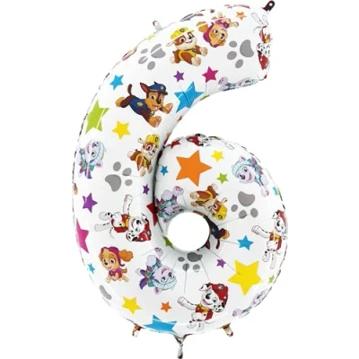 Afbeelding van Toyland® 26 Inch Paw Patrol Cijfer Folieballon Kinderfeest Ballonnen Nummer 1 6 Beschikbaar (NUMMER 6)