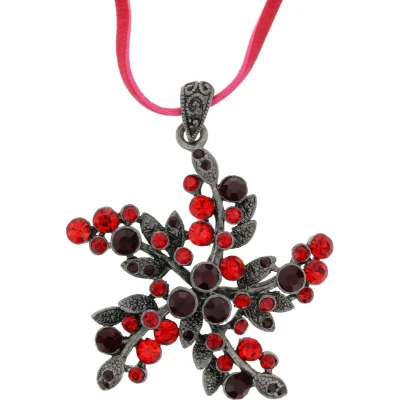 Afbeelding van Behave Rode ketting met stenen bloem hanger