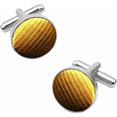 Afbeelding van Fako Bijoux® Manchetknopen Staal &amp; Streep Ø 16mm Goud
