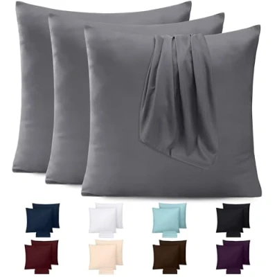 Afbeelding van Utopia Bedding Kussensloop (Set van 4) Makkelijk te onderhouden Zachte geborstelde microvezel Krimp en vervagingsbestendig (Grijs, 80 x cm)