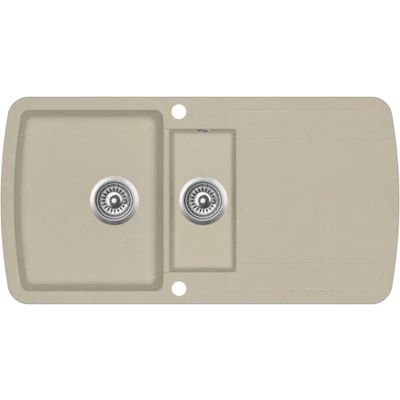 Afbeelding van vidaXL Gootsteen dubbele bakken graniet beige