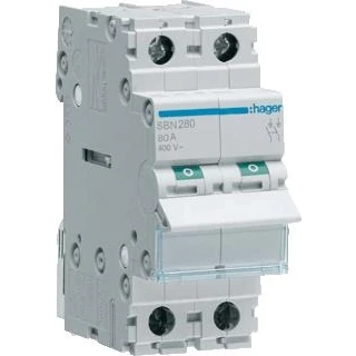 Afbeelding van Hager modulaire lastscheider 2 polig 80 a grijze tuimel sbn280