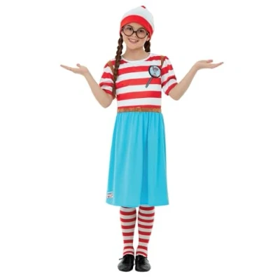 Afbeelding van Smiffys Where&#039;s Wally? Wenda Deluxe Kinder Kostuum Kids tm 6 jaar Rood/Wit