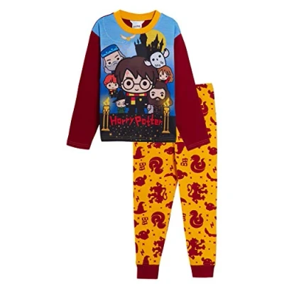 Afbeelding van Harry Potter Pyjama Volledige Lengte Pjs Set Jongens Meisjes Kinderen Zweinstein Gryffidor Charms Chibi Karakter Nachtkleding, Meerkleurig, 11 12 jaar