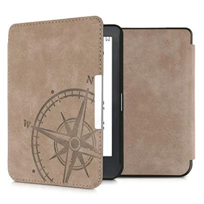 Afbeelding van kwmobile hoes compatibel met Kobo Clara HD Hoesje voor ereader in bruin Vintage Kompas