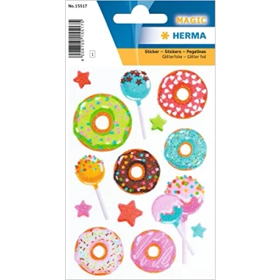 Afbeelding van HERMA 15517 Diamond Glittery stickers, Sweeties (14 folie, glinsterend) zelfklevend, permanent hechtende etiketten voor meisjes en jongens, kleurrijk