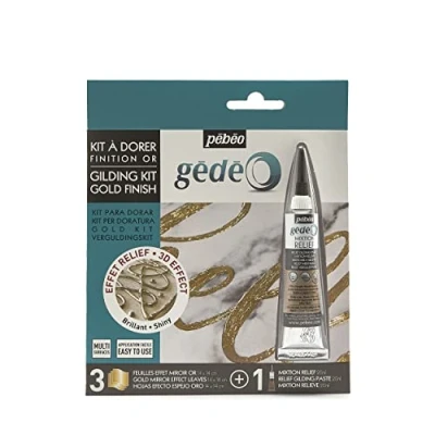 Afbeelding van Pebeo Gilding Relief Mix Kit 20ml + 3 Gold Mirror Effect Vellen, folies