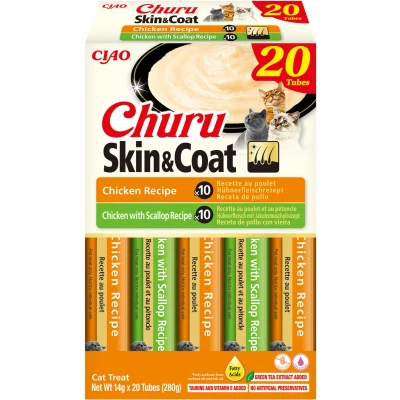 Afbeelding van INABA Churu kat Skin &amp; Coat Multipack Kip 20 stuks