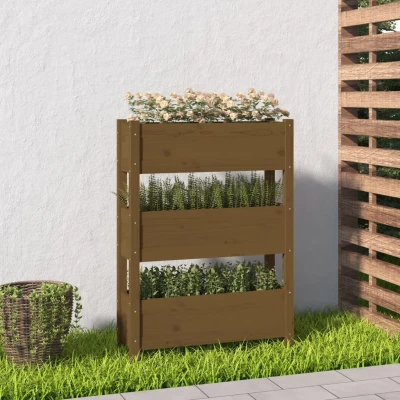 Afbeelding van Plantenbak 77x25x104,5 cm massief grenenhout honingbruin