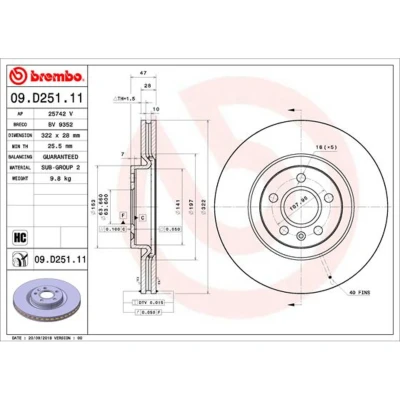 Afbeelding van Brembo Remschijven 09.D251.11