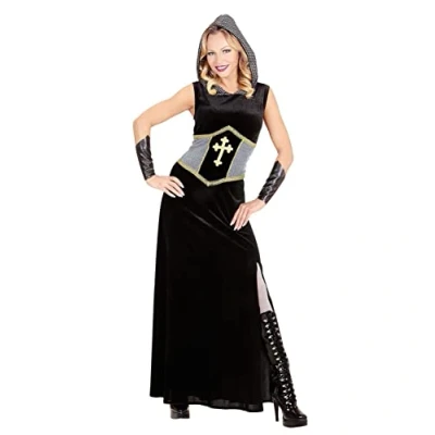Afbeelding van Widmann Middeleeuwse &amp; Renaissance Strijders Kostuum Madame Joan Of Arc (Lang) Vrouw Zwart, Zilver XL Carnavalskleding Verkleedkleding