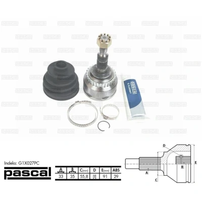 Afbeelding van Homokineet reparatie set, aandrijfas PASCAL G1X027PC