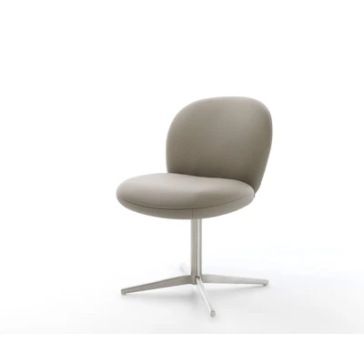 Afbeelding van DELIFE Draaistoel Nube Flex echt leer mud kruispoot roestvrij staal 360 draaibaar pocketveer kern