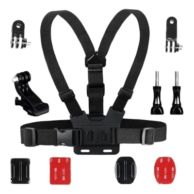Afbeelding van WiDream Camera Borstband met Negen Stukken Accessoireset voor Actiecamera&#039;s, Gopro Borstband, Toepassen op Hero, Max, Fusion, Session, Dji Osmo