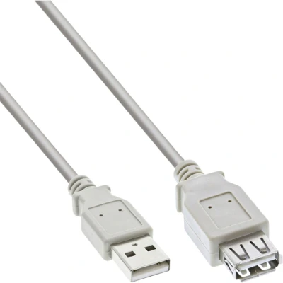 Afbeelding van Kabel Inline verlengkabel USB A 2.0 M V 3 meter grijs