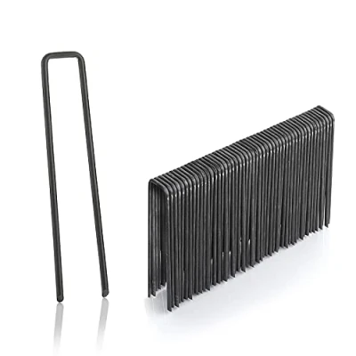 Afbeelding van GardenMate 50 Pack 4&quot; 11 Gauge Heavy Duty U vormige Tuin Beveiliging Stakes/Spikes/Pins/Pinnen Sod nietjes voor het verankeren van landschapsstof, veel meer toepassingen