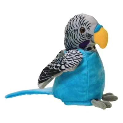 Afbeelding van Kögler 75674 Labertier parkiet Caruso, ca. 21 cm groot, sprekend pluche dier met afspeelfunctie, plappert alles grappig en beweegt op batterijen