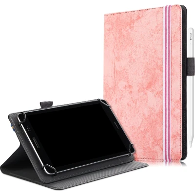 Afbeelding van Universele 7/8 inch tablet hoes Wallet Book Case Roze