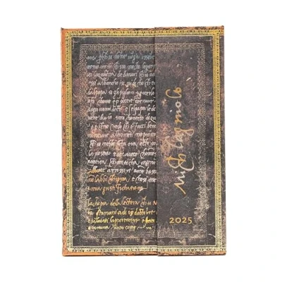 Afbeelding van Michelangelo, Handwriting (Embellished Manuscripts Collection) Midi 12 month Verso Hardback Dayplanner 2025 (Wrap Closure)