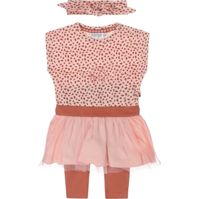 Afbeelding van Dirkje jurk + legging haarband roze