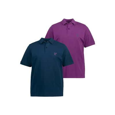 Afbeelding van JP1880 Grosse GRÖSSEN BIS 7XL 2ERPACK Seitenschlitze Regular FIT Poloshirt, Heren, Maat: Large, Paars