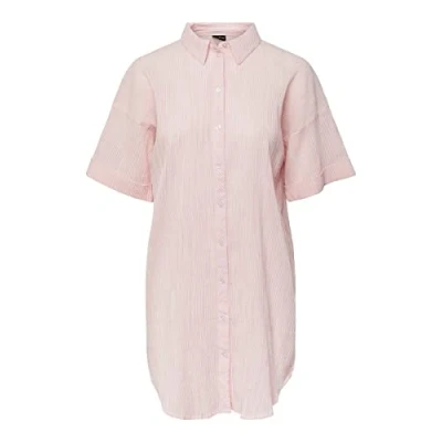 Afbeelding van Pieces MET Korte Mouwen Longline Overhemdblouse, Dames, Maat: Medium, Begonia pink