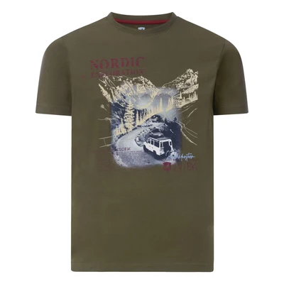 Afbeelding van Jan Vanderstorm Hakse Tshirt print, Heren, Maat: Large, Oliv