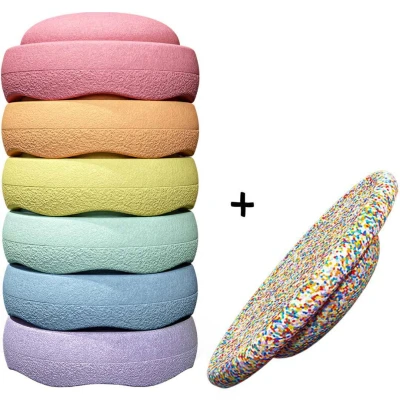 Afbeelding van Stapelstein rainbow met super confetti balance board pastel limited edition 6+1 gratis