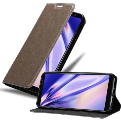 Afbeelding van Cadorabo Hoesje geschikt voor Samsung Galaxy A8 2018 in KOFFIE BRUIN Beschermhoes Case magnetische sluiting Cover