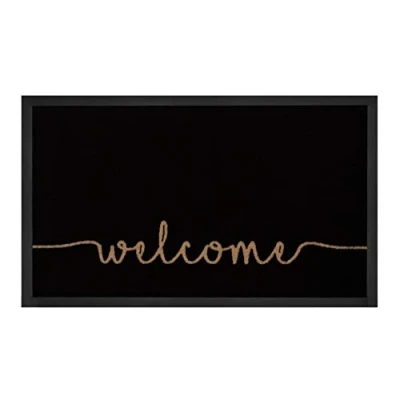 Afbeelding van Deurmat &quot;Cozy Welcome&quot; Antraciet/beige Wasbaar 30C 45x75 Cm