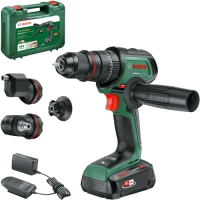 Afbeelding van Bosch accuschroefklopboormachine AdvancedImpact 18V 80 QuickSnap (18V; borstelloze motor; 82 Nm; haaks, excentrisch en magnetisch opzetstuk; accu oplader) Amazon Exclusive
