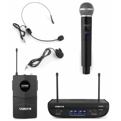 Afbeelding van Vonyx WM82C draadloze UHF microfoonset met handmicrofoon en headset