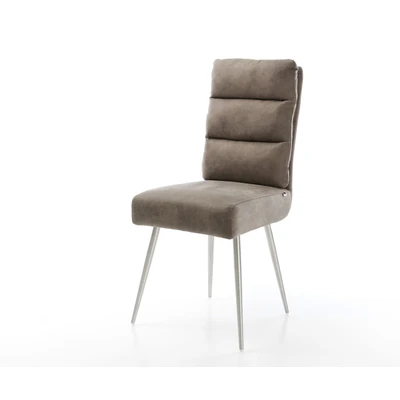 Afbeelding van Gestoffeerde stoel Pela Flex 4 poot conisch roestvrij staal taupe vintage