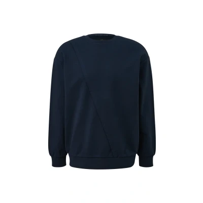 Afbeelding van QS MIT Asymmetrischer Teilungsnaht Sweater, Heren, Maat: Small, Tiefblau
