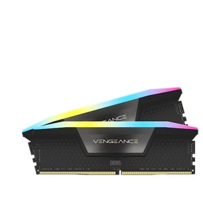 Afbeelding van CORSAIR VENGEANCE RGB DDR5 RAM 64GB (2x32GB) 6200MHz CL32 Intel XMP iCUE Compatibel Computergeheugen Zwart (CMH64GX5M2B6200C32)