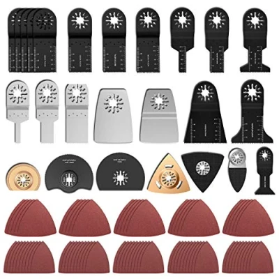 Afbeelding van 100 stuks oscillerende accessoireset Mix Multitool zaagbladen multifunctioneel gereedschap geschikt voor Fine Multimaster Makita Einhell, van roestvrij staal