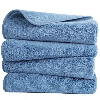 Afbeelding van Polyte Microvezel handdoek sneldrogend/niet pluizend 4 stuks blauw 40,64 x 76,2 cm