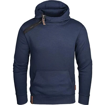 Afbeelding van Grin&amp;Bear Capuchontrui voor heren, hoodie met schuine halve rits, GEC435, Donkerblauw, S