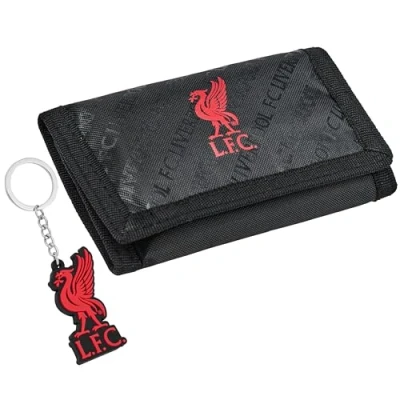 Afbeelding van Liverpool F.C. Trifold portemonnee accessoires set voor sportfans met kaartsleuven en muntvak, supportersuitrusting voetbalcadeaus jongens, Zwart, Eén maat, Modern