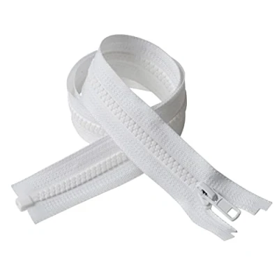 Afbeelding van IPEA Witte ritssluiting, 85 cm lang, kleur wit, 2 eenheden, kettingmaat #5, deelbare ritssluitingen voor naaiwerk, jassen, breedte 30 mm