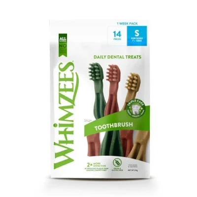 Afbeelding van Whimzees Tandenborstel 2 Weeks Voordeel Verpakking Hondensnacks Dental 8.6 cm 230 g 14 stuks Small