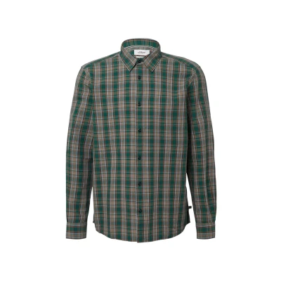 Afbeelding van s.Oliver Regular FIT: Kariertes MIT Kentkragen Overhemd, Heren, Maat: 3XL, Olivgrün
