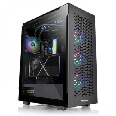 Afbeelding van Thermaltake Divider 500 TG Air Black Midi tower PC behuizing Zwart 2 voorgeïnstalleerde ventilators, Zijvenster, Stoffilter