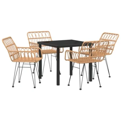 Afbeelding van vidaXL 5 delige tuin eetset Bruin Poly Rattan