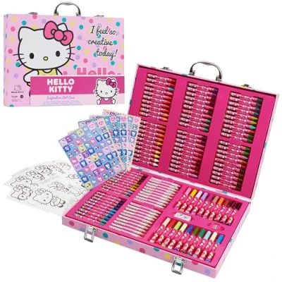 Afbeelding van Hello Kitty Kunstset voor kinderen met 137 stuks kunstbenodigdheden in draagtas, meisjesgeschenken