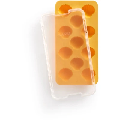 Afbeelding van Lékué ijsblokjesvorm uit rubber voor 11 ijsblokjes schelpen geel 22x11x2.3cm