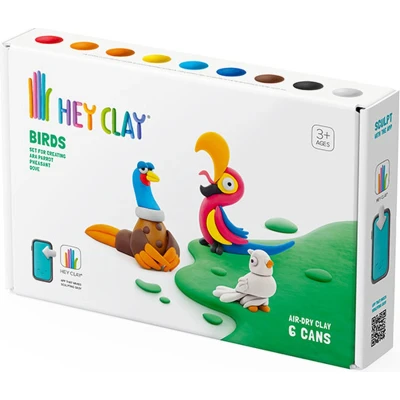 Afbeelding van Hey clay boetseerklei vogels fazant, papegaai en duif