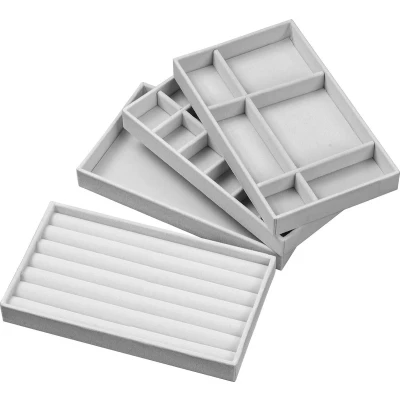Afbeelding van 4 Delige Sieraden Organizer Lade voor Ketting, Oorbellen en Ringen: Juwelen Houder &amp; Display Opbergen