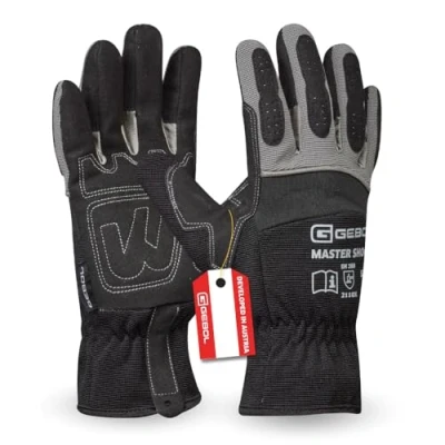 Afbeelding van Gebol Master Shock Werkhandschoenen met extra voering en versterkingen, ademende montagehandschoenen van synthetisch leer neopreen, voor heren, maat XL, 10, zwart, 1 paar